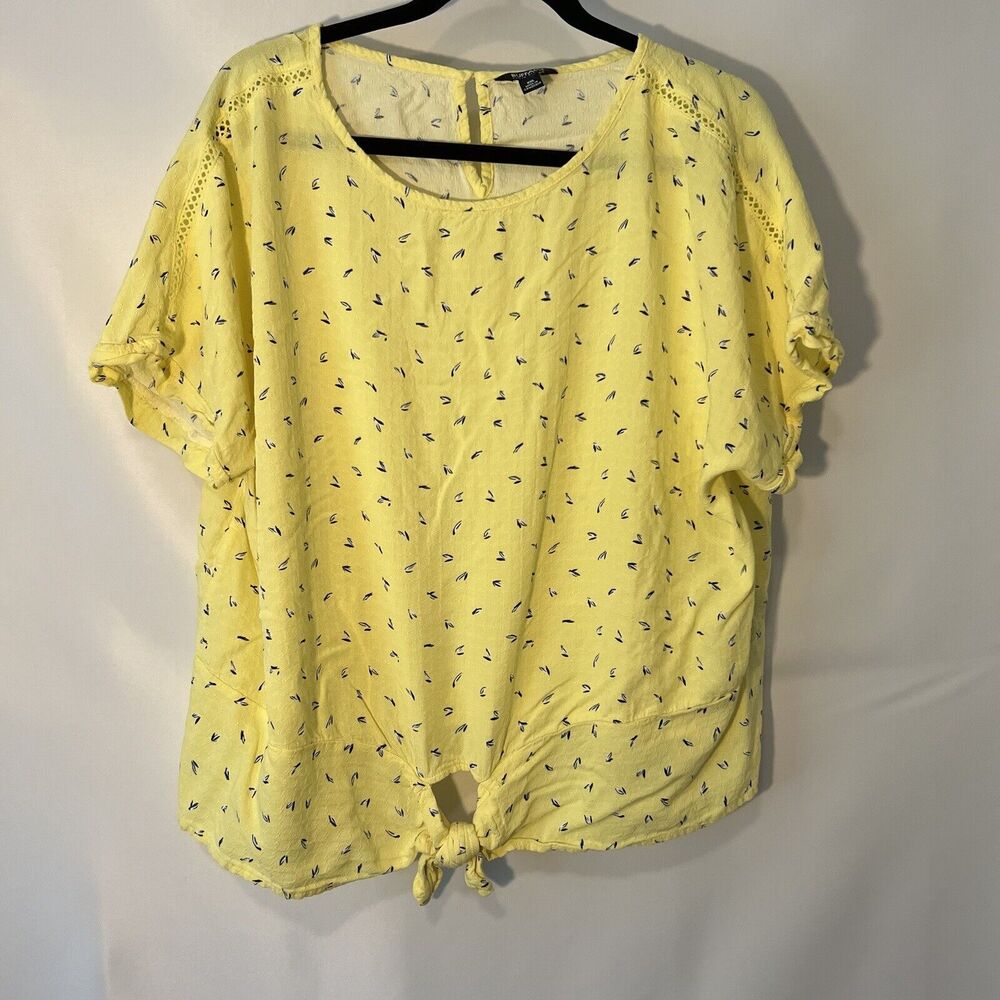 Buffalo by David Bitton Blouse Top Women XXLarge Yellow Embroidered 100% Viscose
